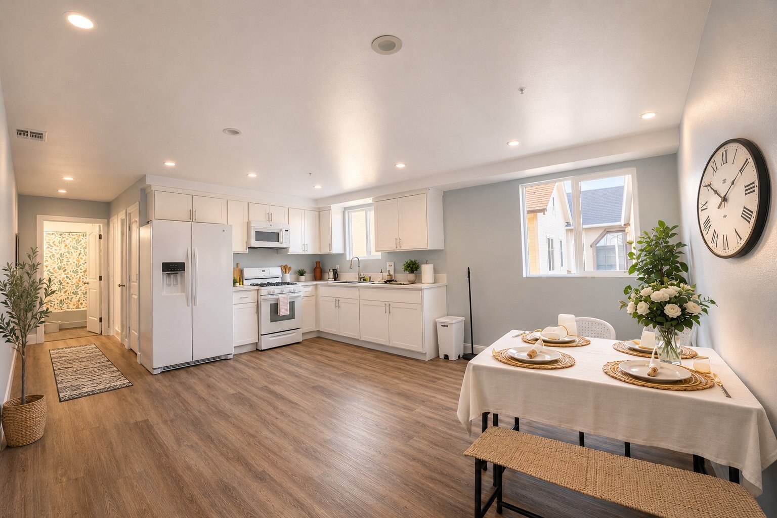 Kitchen and dining area at Aeris Living